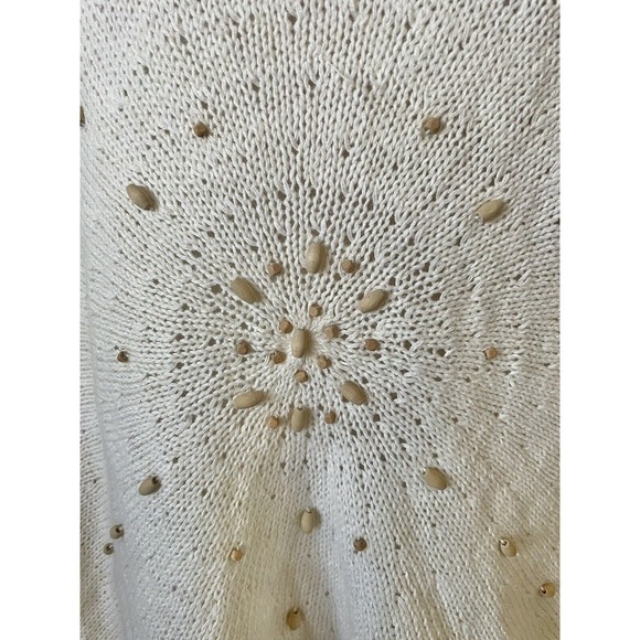 Kasper Ivory White Sand Beaded Sleeveless Women's Sweater Blouse Top Size L - Picture 4 of 5